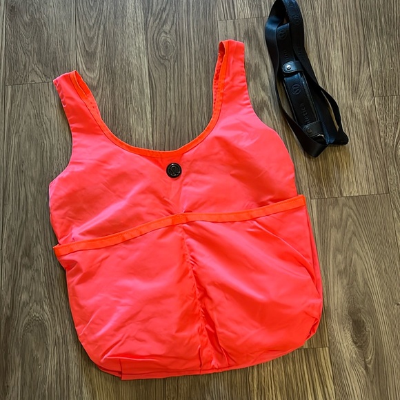 LULULEMON Post Savasana YOGA Nylon Tote Coral Neon Orange - Picture 3 of 17